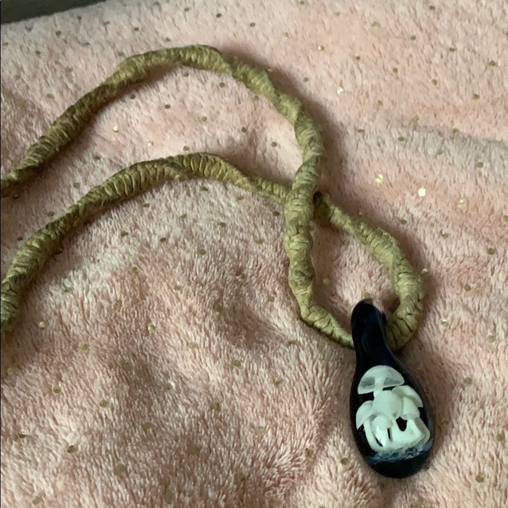 Mushroom pendant necklace hemp